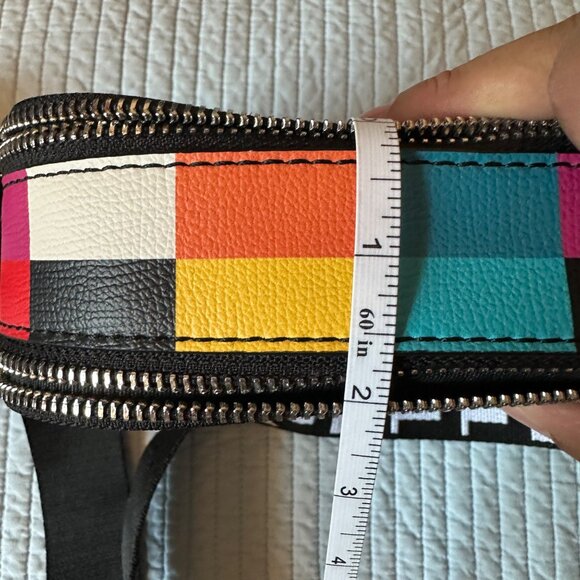 Karl Lagerfeld Multicolor Crossbody Bag W/ Checkered Print & Cartoon Graphic - Picture 11 of 11